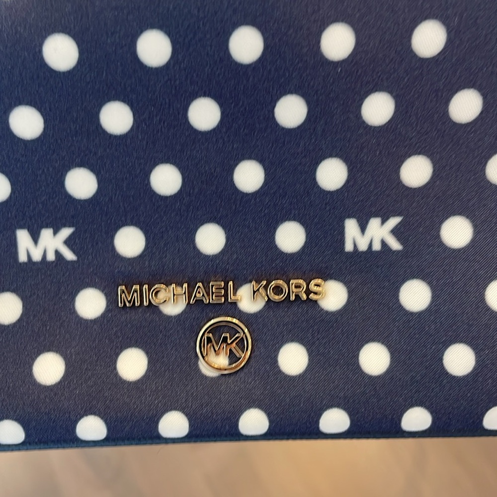 Michael Kors Blue and White Polka Dot Crossbody Bag- new without tags - Picture 3 of 3